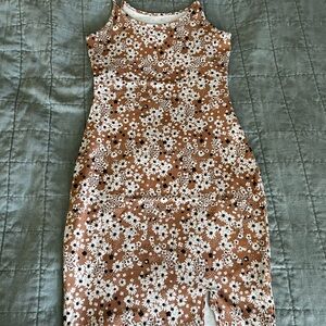 Floral Brown Sleeveless Dress